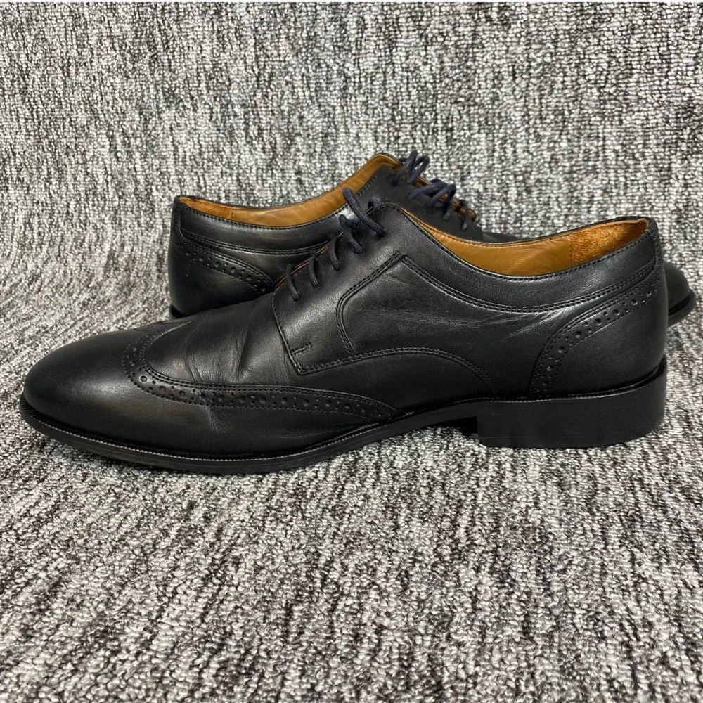 J Murphy by Johnston Murphy Wingtip Oxford Mens 10.5 Black Leather Lace Up Shoes